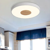 Nordic Iron Round Flush Mount Ceiling Light - 1 Head Pink/Blue/White Lighting Fixture For Bedroom