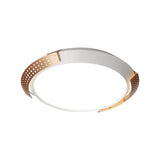 Modern Pink/Gold Hollow Metal Ceiling Fixture - 16/19.5 Round Flush Mount Light For Bedroom