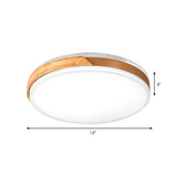 Modern Wood And Iron Ceiling Light Flush Mount In White/Gold - Warm White Indoor Fixture