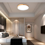 Modern Wood And Iron Ceiling Light Flush Mount In White/Gold - Warm White Indoor Fixture