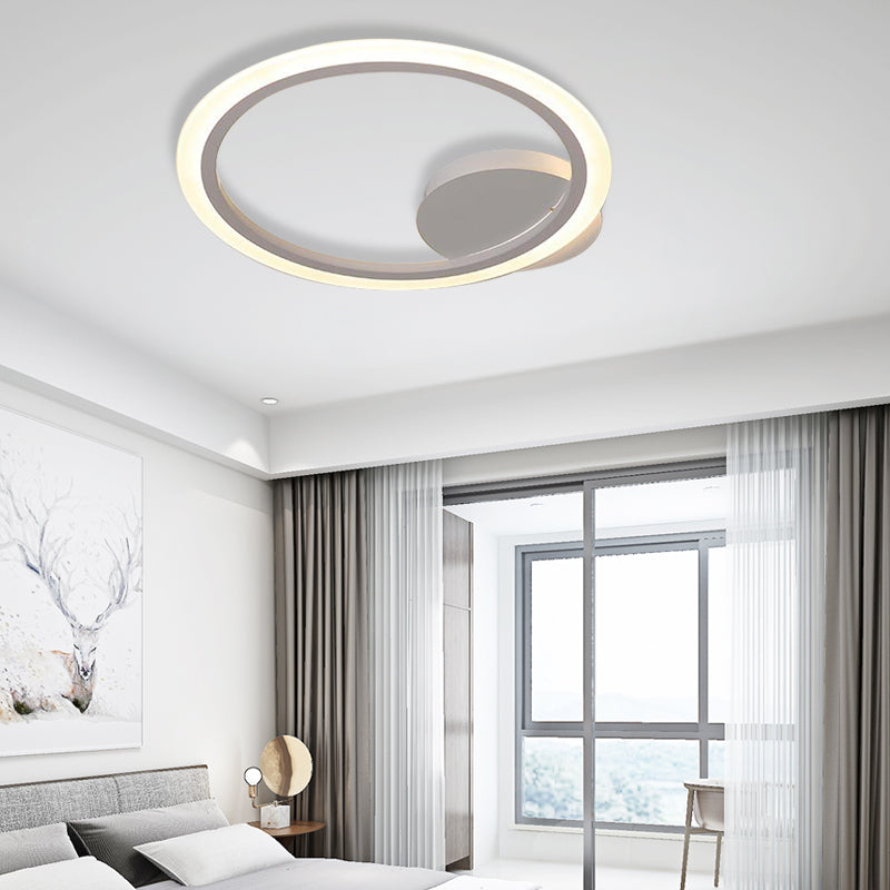 Modern Acrylic Light Ring Fixture For Bedroom Ceiling Unique White Lighting (1/2/3 Lights