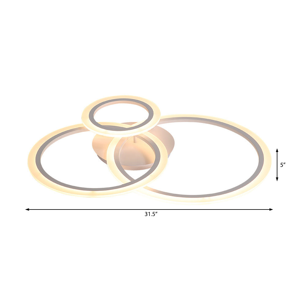 Modern Acrylic Light Ring Fixture For Bedroom Ceiling Unique White Lighting (1/2/3 Lights