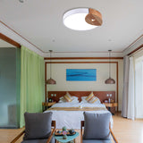 Round Acrylic Led Ceiling Light With Wood Guard - 9/12/20 Diameter Warm/White White / 9