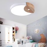 Round Acrylic Led Ceiling Light With Wood Guard - 9/12/20 Diameter Warm/White White / 12