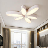 Contemporary Floral Flush Mount Acrylic 6 Light Fixture - 27/33.5 In Warm/White For Hallway White /