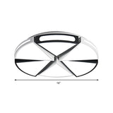 Modern White Round Ceiling Light For Kitchen Metal Flush Mount - 16/19.5 Lights With Black Accents