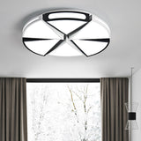 Modern White Round Ceiling Light For Kitchen Metal Flush Mount - 16/19.5 Lights With Black Accents