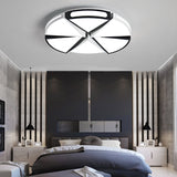 Modern White Round Ceiling Light For Kitchen Metal Flush Mount - 16/19.5 Lights With Black Accents