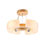 Modern Wooden Round Ceiling Light Fixture - 4/6 Flush Mount In Warm/White Options