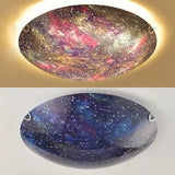 Led Glass Universe Flush Mount Ceiling Lamp - Multicolor Romantic Lighting For Kids Bedroom