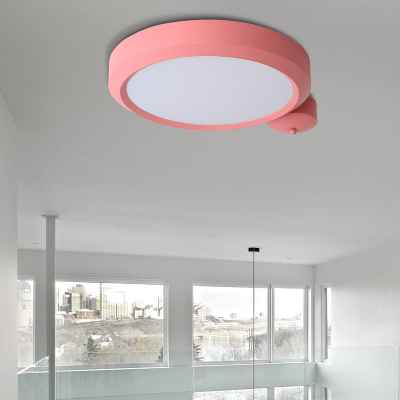Nordic Style Round Flushmount Led Ceiling Light In Blue/Red/Yellow With Metal Finish - Available