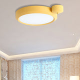 Nordic Style Round Flushmount Led Ceiling Light In Blue/Red/Yellow With Metal Finish - Available