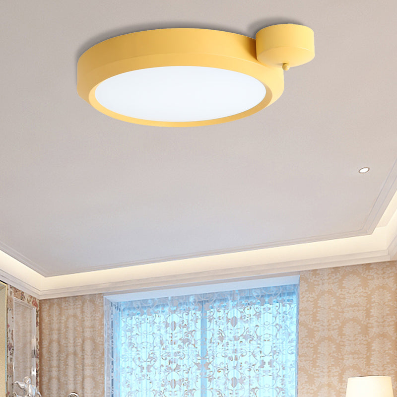 Nordic Style Round Flushmount Led Ceiling Light In Blue/Red/Yellow With Metal Finish - Available