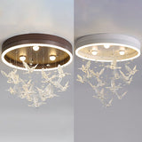 Modern Led Flush Mount Light With Crystal Bird Design Perfect For Bedroom Lighting
