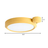 Nordic Style Round Flushmount Led Ceiling Light In Blue/Red/Yellow With Metal Finish - Available