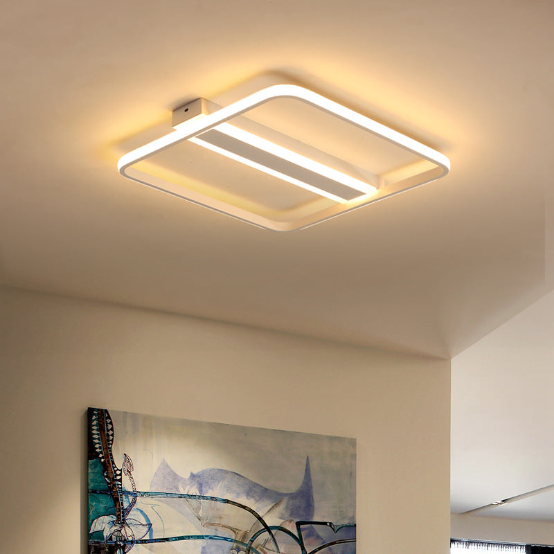 Squared Flushmount Metal Led Ceiling Light Minimalist Warm/White White / 16 Warm