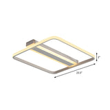 Squared Flushmount Metal Led Ceiling Light Minimalist Warm/White