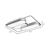 White Rectangular Flush Ceiling Light - 37.5 X 40 Modern Metal Flushmount Lighting With Acrylic
