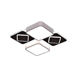 Acrylic Checkerboard Led Ceiling Lamp - Nordic Style Flush Light In Black & White For Bedroom