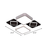 Acrylic Checkerboard Led Ceiling Lamp - Nordic Style Flush Light In Black & White For Bedroom