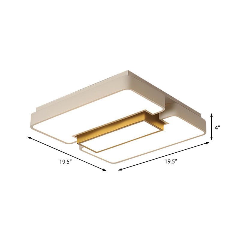 Modern White Flush Mount Led Ceiling Lamp For Warm/White Lighting In Living Room