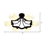 White Orb Shade Semi Flushmount Light - 6/8 Lights Frosted Glass Ceiling Fixture For Hotels