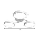 Nordic Style Ceiling Light With Black/White Drum Shade - 3/6/9 Heads Acrylic Semi Flush Mount For