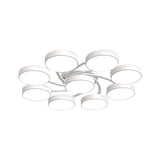Nordic Style Ceiling Light With Black/White Drum Shade - 3/6/9 Heads Acrylic Semi Flush Mount For