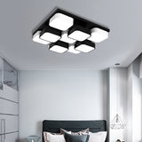 Modern Led Ceiling Mount Light - Square Kitchen Bedroom Lamp (4/6/9/12/16/20 Heads) In Black 9 /