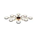 Sputnik Nordic Iron Ceiling Flush-Mount Light With Ring Shade - 4/6/8 Head Options Black
