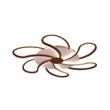Modern Metal Flush Light With Brown Flower Ceiling Design - Warm/White Led Indoor Lighting (5/6/7