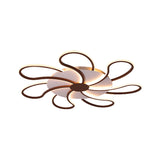 Modern Metal Flush Light With Brown Flower Ceiling Design - Warm/White Led Indoor Lighting (5/6/7