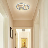 Modern Metal Geometric Flush Ceiling Light In Matte White With Led Warm/White Lighting