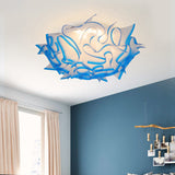 Contemporary Acrylic Flush Ceiling Lamp With Led Light Fixture - Blue/Brown/Orange Blue