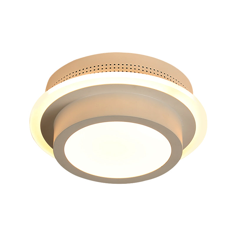 Modern Led Flush Ceiling Lamp In Black/White - Round Square Or Triangle Acrylic Design For Corridor