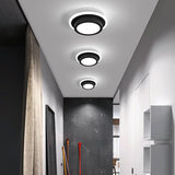 Modern Led Flush Ceiling Lamp In Black/White - Round Square Or Triangle Acrylic Design For Corridor