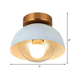 Modern Metal And Glass Flush Mount Ceiling Light - White/Pink/Yellow/Coffee 1 Head Corridor Fixture