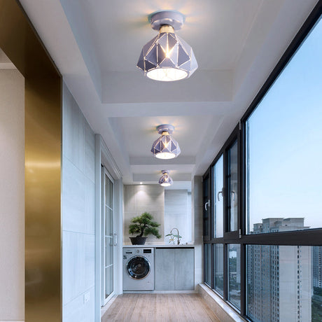 Nordic Metal Flush Mount Light - 1 Gray/Blue/Gold Fixture For Porch Ceiling Grey