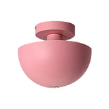 Contemporary Metal Dining Room Semi Flush Mount Ceiling Light - Pink/Yellow/Navy Bowl Design Single