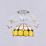 Domed Semi Flush Grid Stained Glass Ceiling Light - Black/White White / A