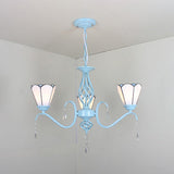 Conical Ceiling Chandelier With Stained Glass Foyer Pendant Light: Elegant 3-Light Design In