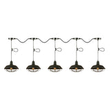 Industrial Style Barn Metallic Hanging Light With 3/5 Lights Black Finish And Wire Cage - Perfect