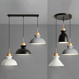 Modern Black Finish Suspended Light With 3 Metal Shade Pendant Lights