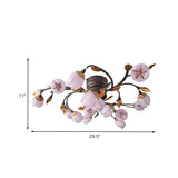Romantic 15-Light Nickel Lotus Led Semi Flush Ceiling Light For Bedroom