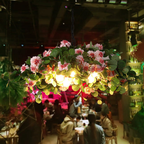 Retro Blossom Metal Chandelier - Green Led Ceiling Lamp 3 Lights Restaurant Lighting Sizes: