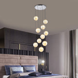 Contemporary Amber Glass Multi Light Pendant Ceiling Lamp For Bedroom