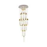 24-Head Clear Glass Led Pendant Lamp In Gold - Modern Tube Cluster Ceiling Light