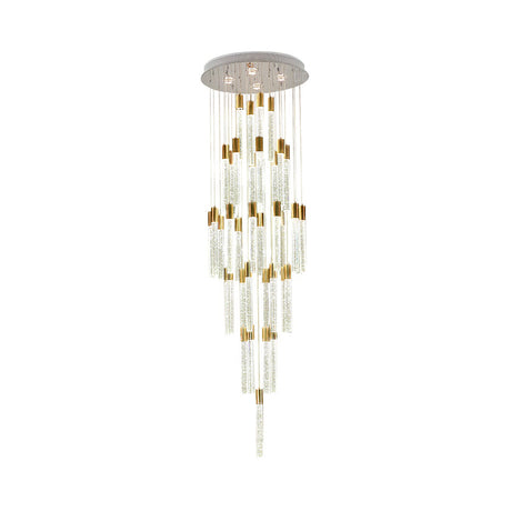 24-Head Clear Glass Led Pendant Lamp In Gold - Modern Tube Cluster Ceiling Light