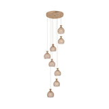 Contemporary Gold Crystal Dome Pendant Light With Spiral Design - 8-Light Multi Lamp