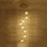 Contemporary Gold Crystal Dome Pendant Light With Spiral Design - 8-Light Multi Lamp